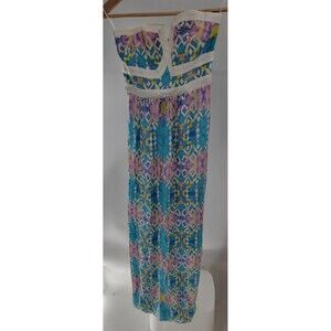 Alice & Trixie 100% Silk Maxi Geometric Print Dress